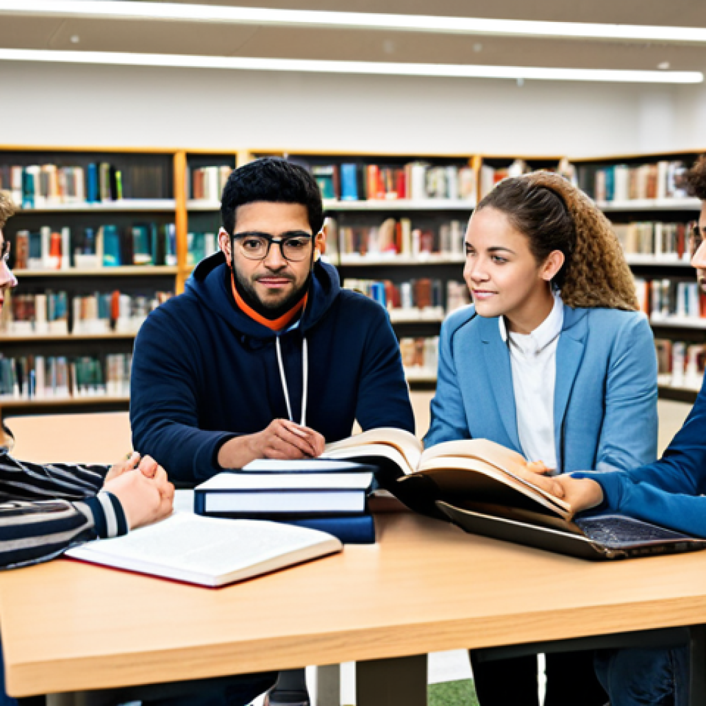 **
"A diverse group of students collaborating on an AI project, surrounded by textbooks and laptops, in a modern university library, fully clothed, appropriate attire, safe for work, perfect anatomy, natural proportions, professional photography, high quality, professional, family-friendly."
**