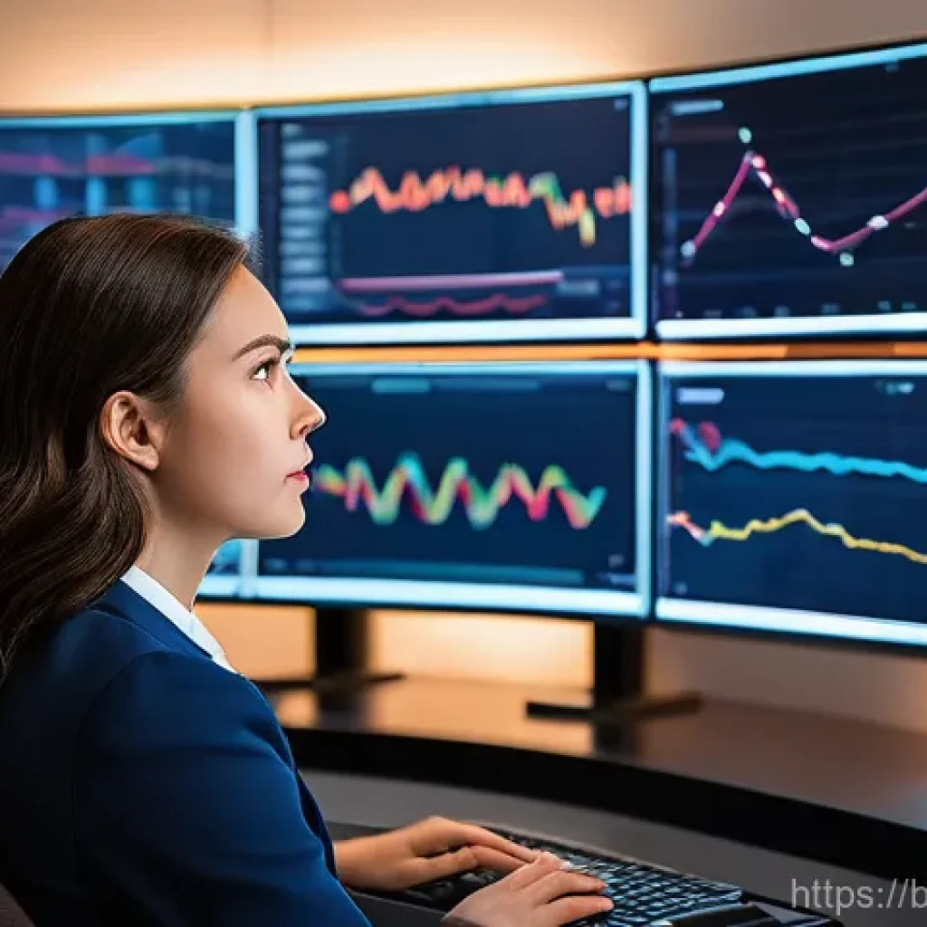 딥러닝 모델의 학습 곡선 최적화 - "A young data scientist, female, in a smart casual outfit, is seated comfortably in front of a multi...