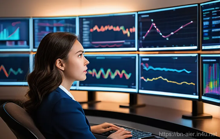 딥러닝 모델의 학습 곡선 최적화 - "A young data scientist, female, in a smart casual outfit, is seated comfortably in front of a multi...