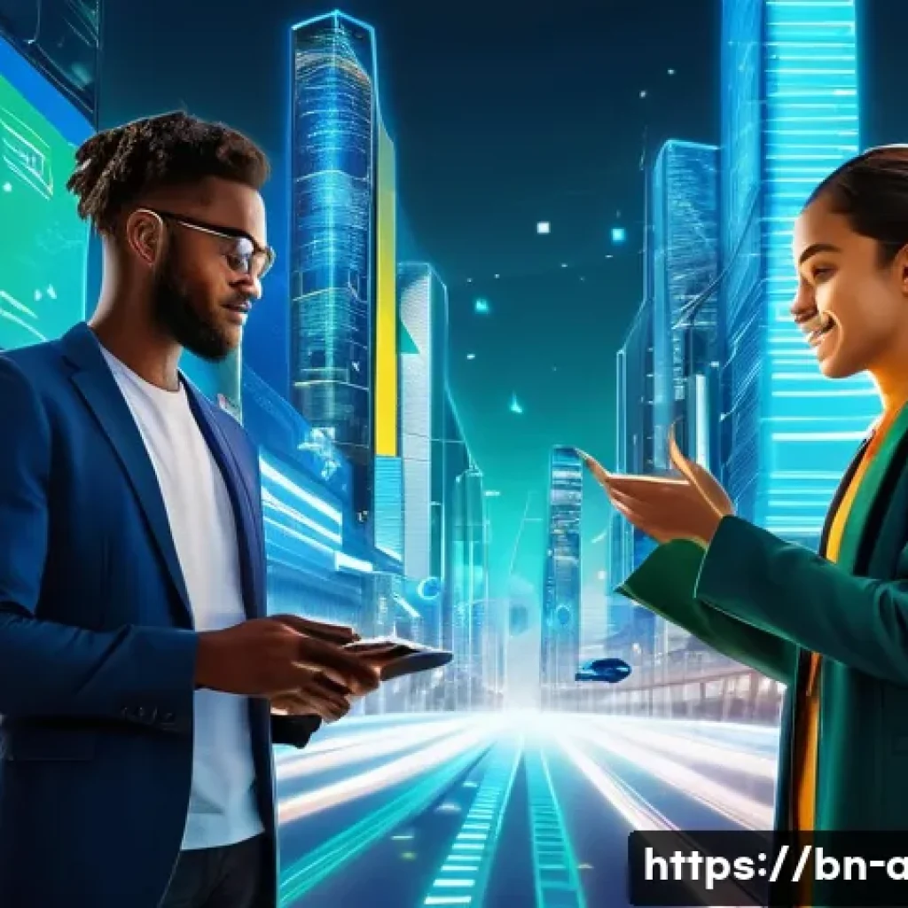 AI와 블록체인의 융합 가능성 - **A Vibrant, Secure Tomorrow: AI and Blockchain in Harmony**
An energetic, panoramic shot of a b...