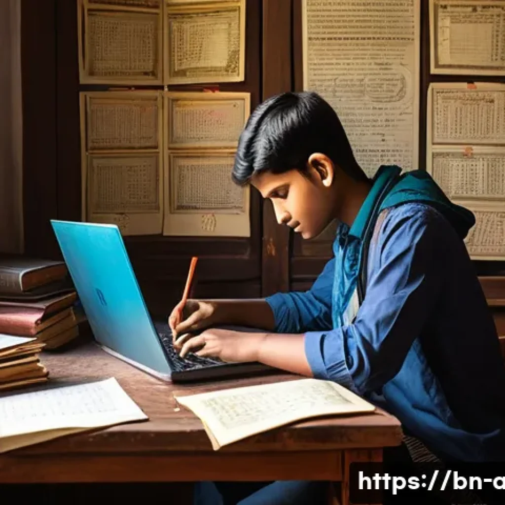 AI 전문가를 위한 책 추천 - A detailed scene of a young Bengali student sitting at a traditional wooden desk in a cozy, sunlit r...