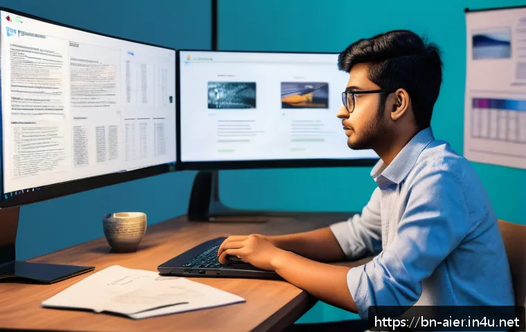 AI 전문가의 취업 과정 체험기 - A detailed digital illustration of a young Bengali AI student sitting at a modern desk with a laptop...