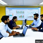 AI 프로젝트 리더십 전략 - A diverse Bengali AI project team in a modern office setting, engaged in an open communication meeti...