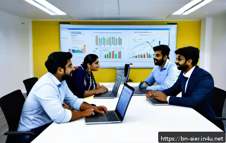 AI 프로젝트 리더십 전략 - A diverse Bengali AI project team in a modern office setting, engaged in an open communication meeti...